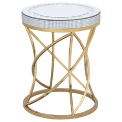 Orleans Furniture - Coaster - Elise Round Mirror Top Stainless Steel End Table Gold - 710367