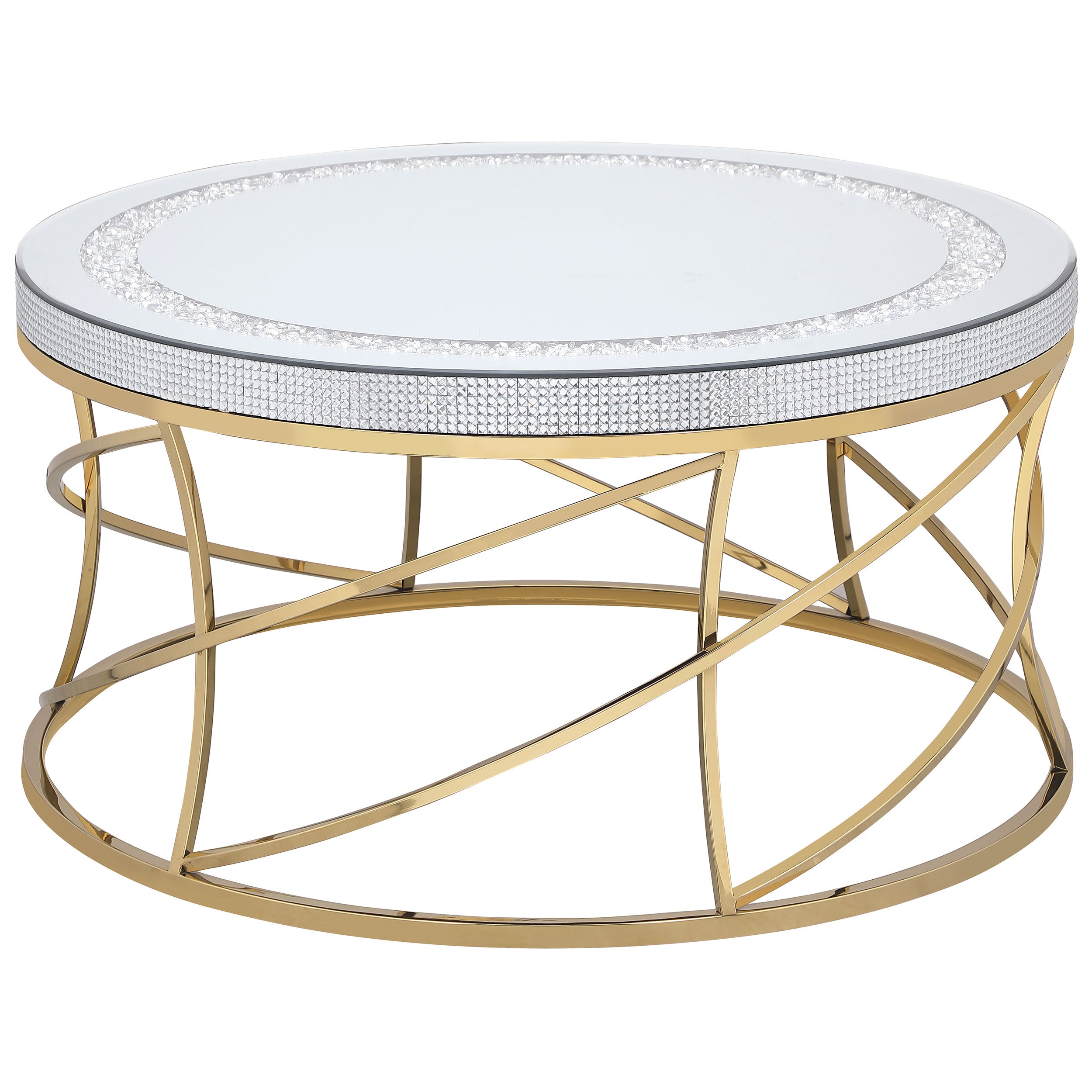 Orleans Furniture - Coaster - Elise Round Mirror Top Stainless Steel Coffee Table Gold - 710368
