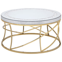 Orleans Furniture - Coaster - Elise Round Mirror Top Stainless Steel Coffee Table Gold - 710368