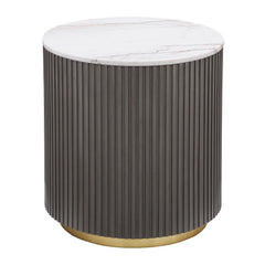 Orleans Furniture - Coaster - Jason Round Marble Top Side End Table White and Charcoal - 710417