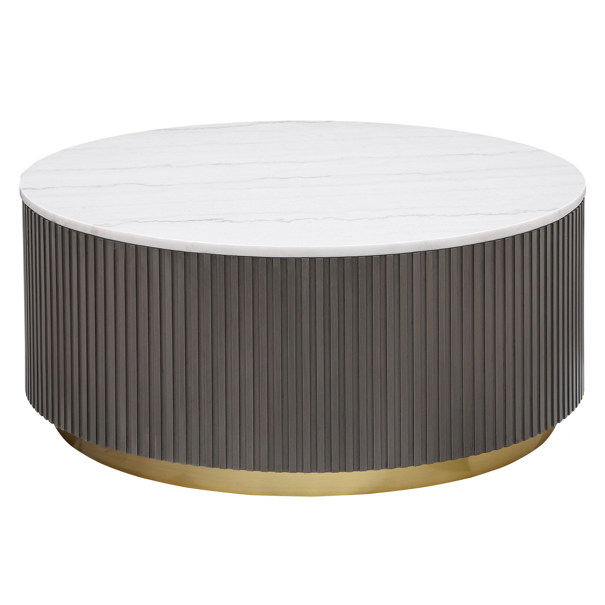 Orleans Furniture - Coaster - Jason Round Marble Top Coffee Table White and Charcoal - 710418
