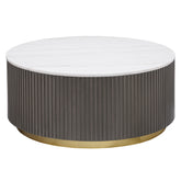Orleans Furniture - Coaster - Jason Round Marble Top Coffee Table White and Charcoal - 710418