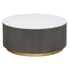 Orleans Furniture - Coaster - Jason Round Marble Top Coffee Table White and Charcoal - 710418