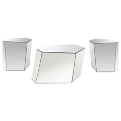 Capella 3-piece Mirrored Coffee and End Table Set Silver