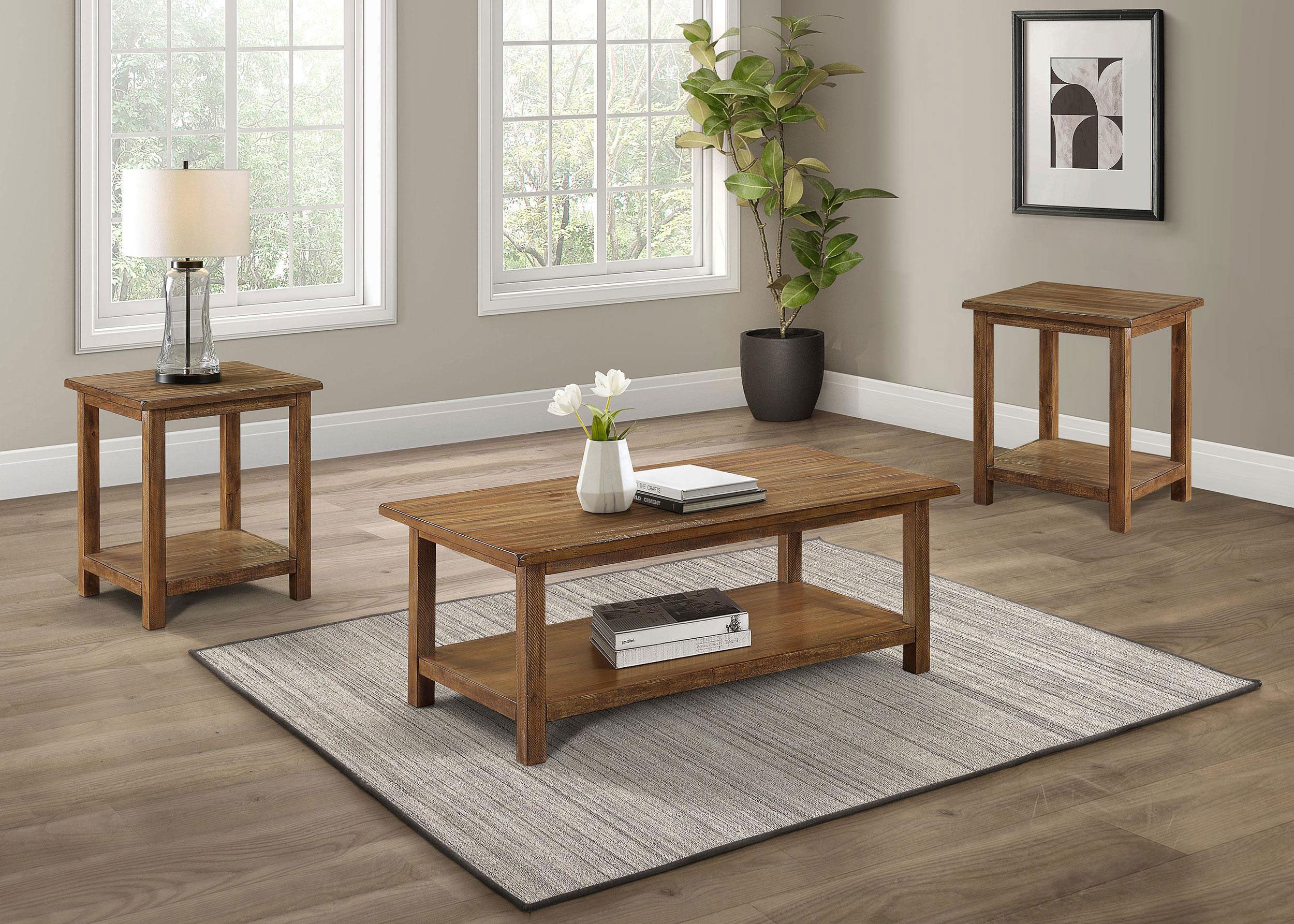 Orleans Furniture - Coaster - Payne 3-piece Coffee and End Table Set Distressed Brown - 710548-S3A