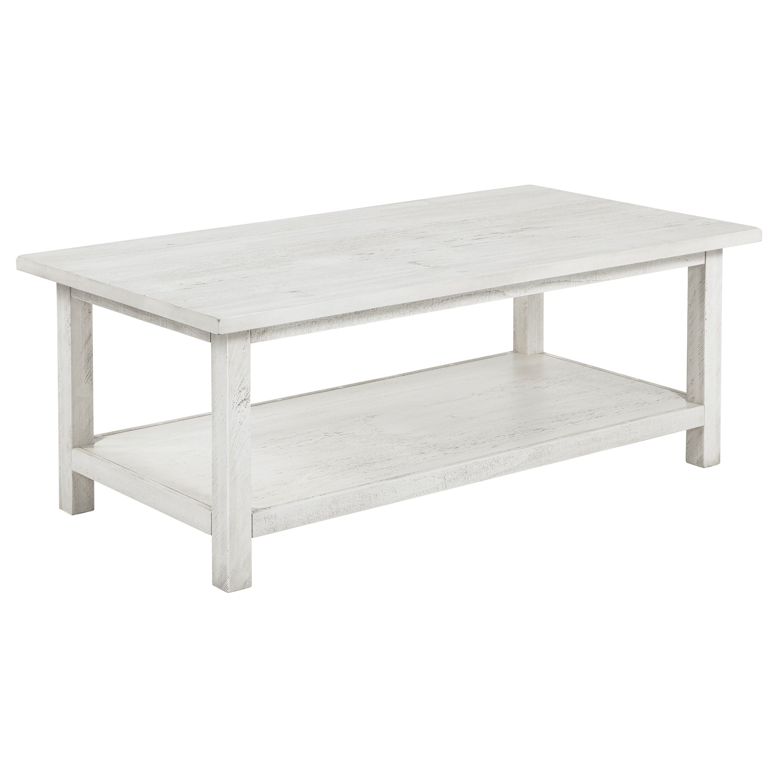 Orleans Furniture - Coaster - Payne Wood Coffee Table with Shelf Distressed White - 710558