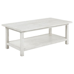 Orleans Furniture - Coaster - Payne Wood Coffee Table with Shelf Distressed White - 710558