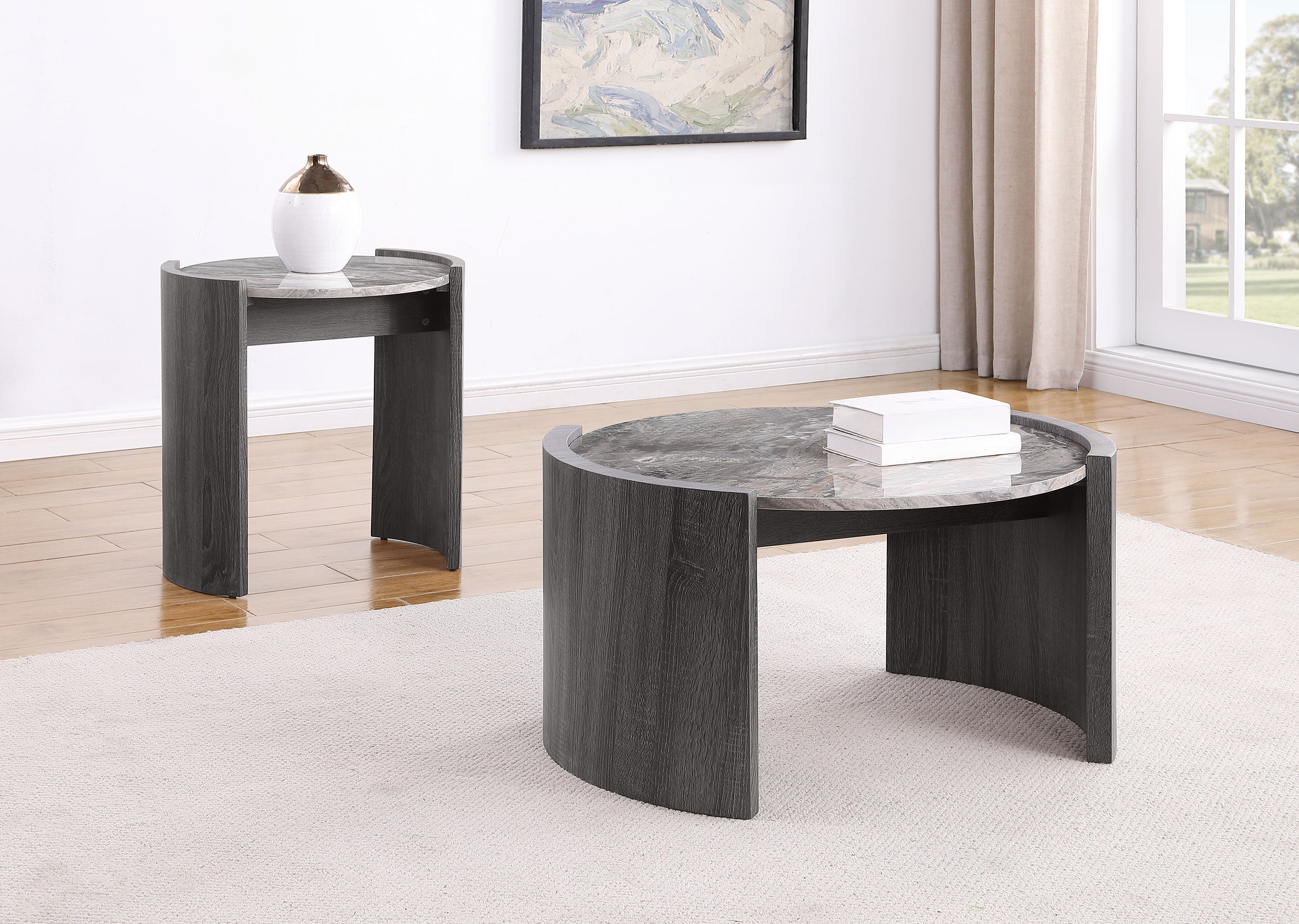 Orleans Furniture - Coaster - Gladstone 2-piece Coffee and End Table Set Distressed Grey - 710758-S2