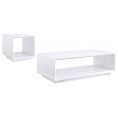 Paseo 2-piece Coffee and End Table Set White High Gloss