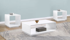 Orleans Furniture - Coaster - Paseo 3-piece Coffee and End Table Set White High Gloss - 710768-S3
