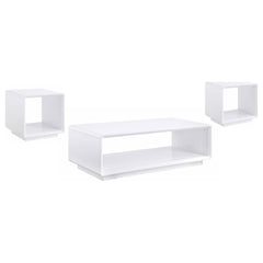 Paseo 3-piece Coffee and End Table Set White High Gloss