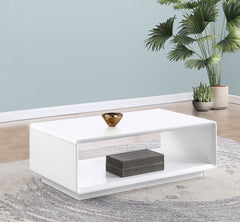 Paseo Rectangular Cocktail Coffee Table White High Gloss