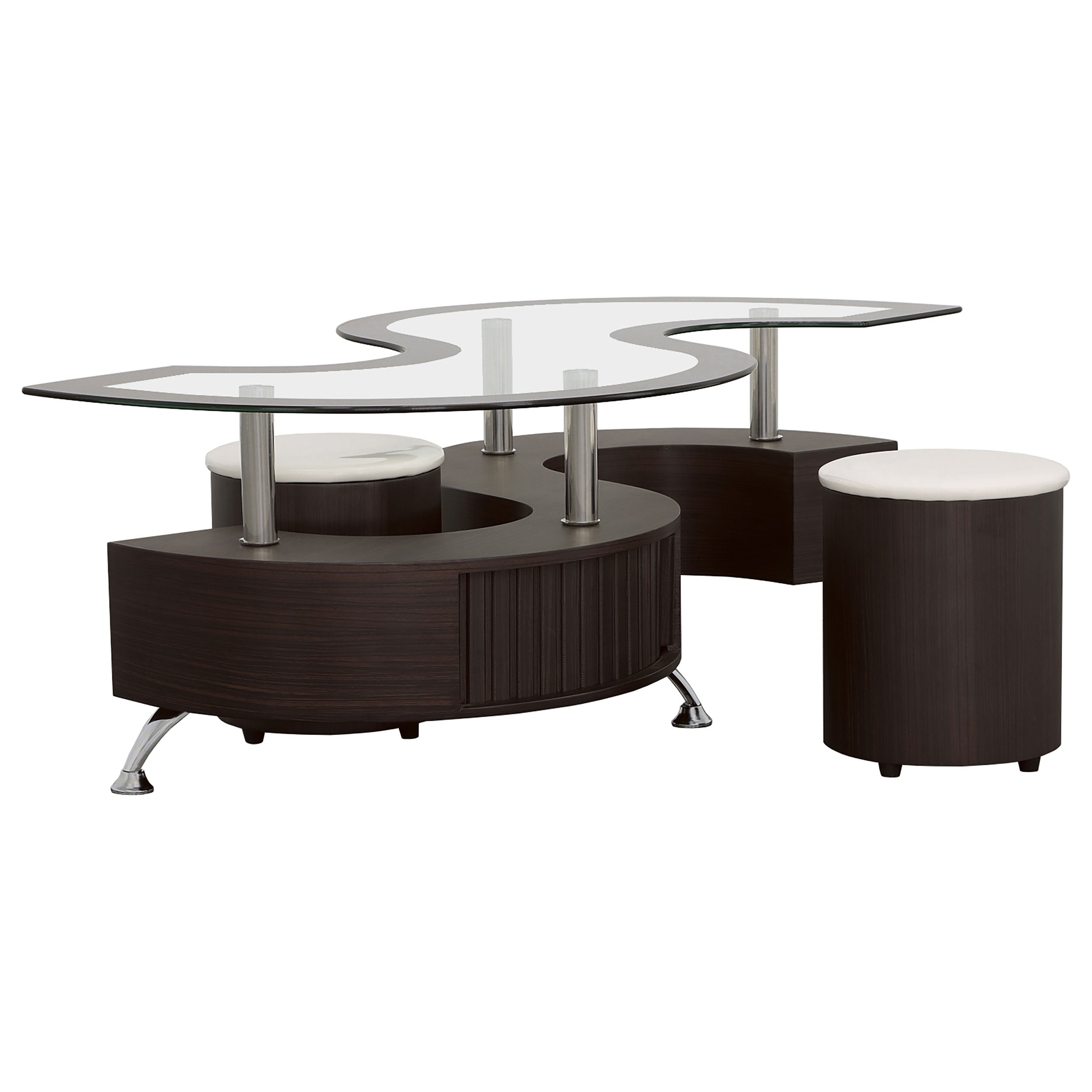 Orleans Furniture - Coaster - Buckley 3-piece Coffee Table and Stools Set Cappuccino - 720218