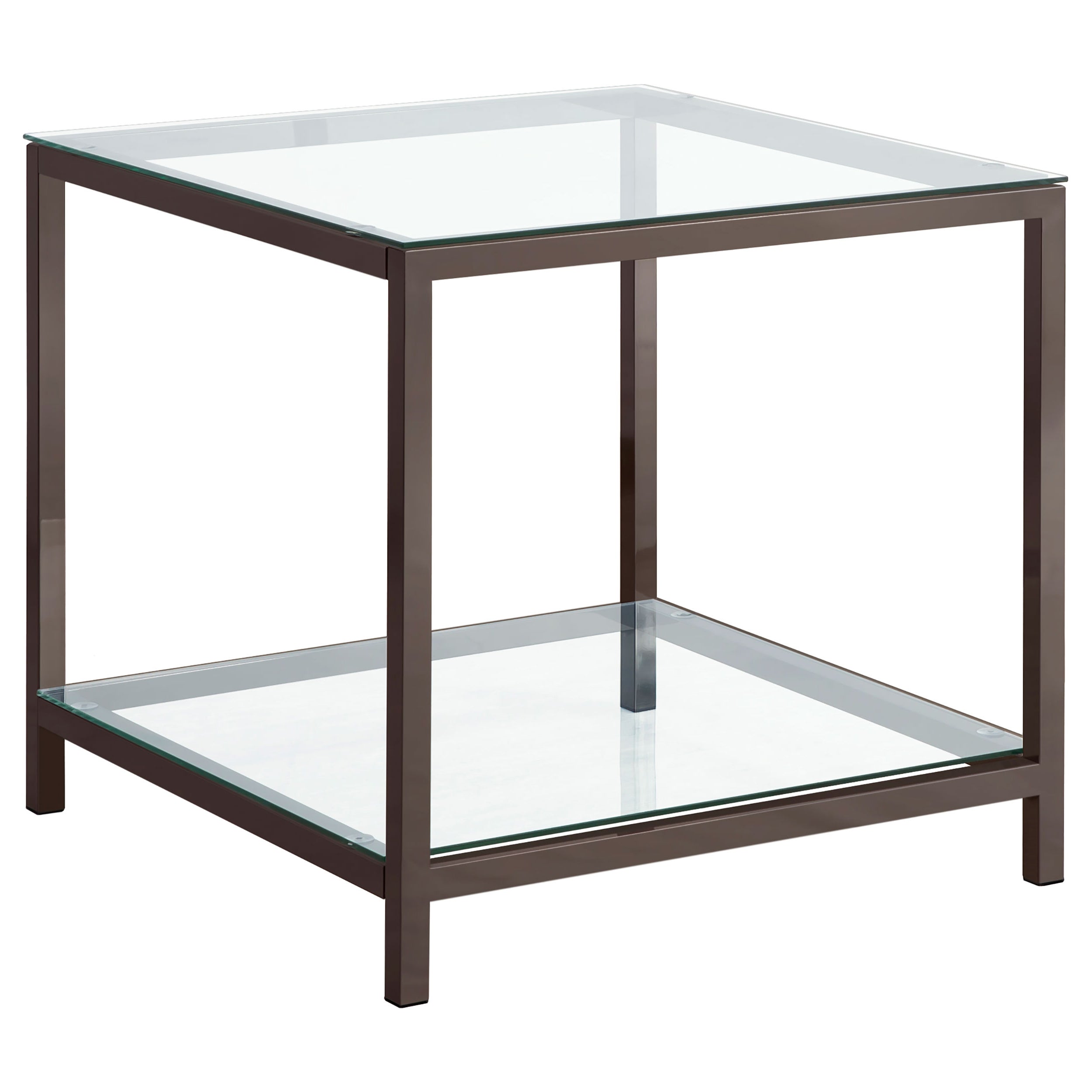 Orleans Furniture - Coaster - Trini 1-shelf Glass Top Side End Table Black Nickel - 720227