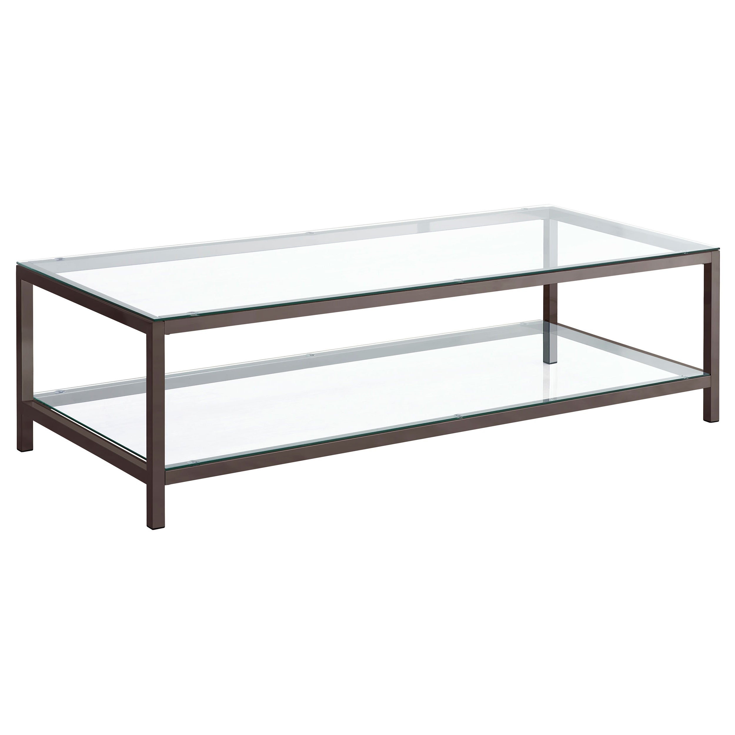 Orleans Furniture - Coaster - Trini 1-shelf Glass Top Coffee Table Black Nickel - 720228
