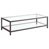 Orleans Furniture - Coaster - Trini 1-shelf Glass Top Coffee Table Black Nickel - 720228