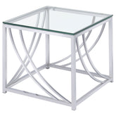 Orleans Furniture - Coaster - Lille Square Glass Top Side End Table Chrome - 720497