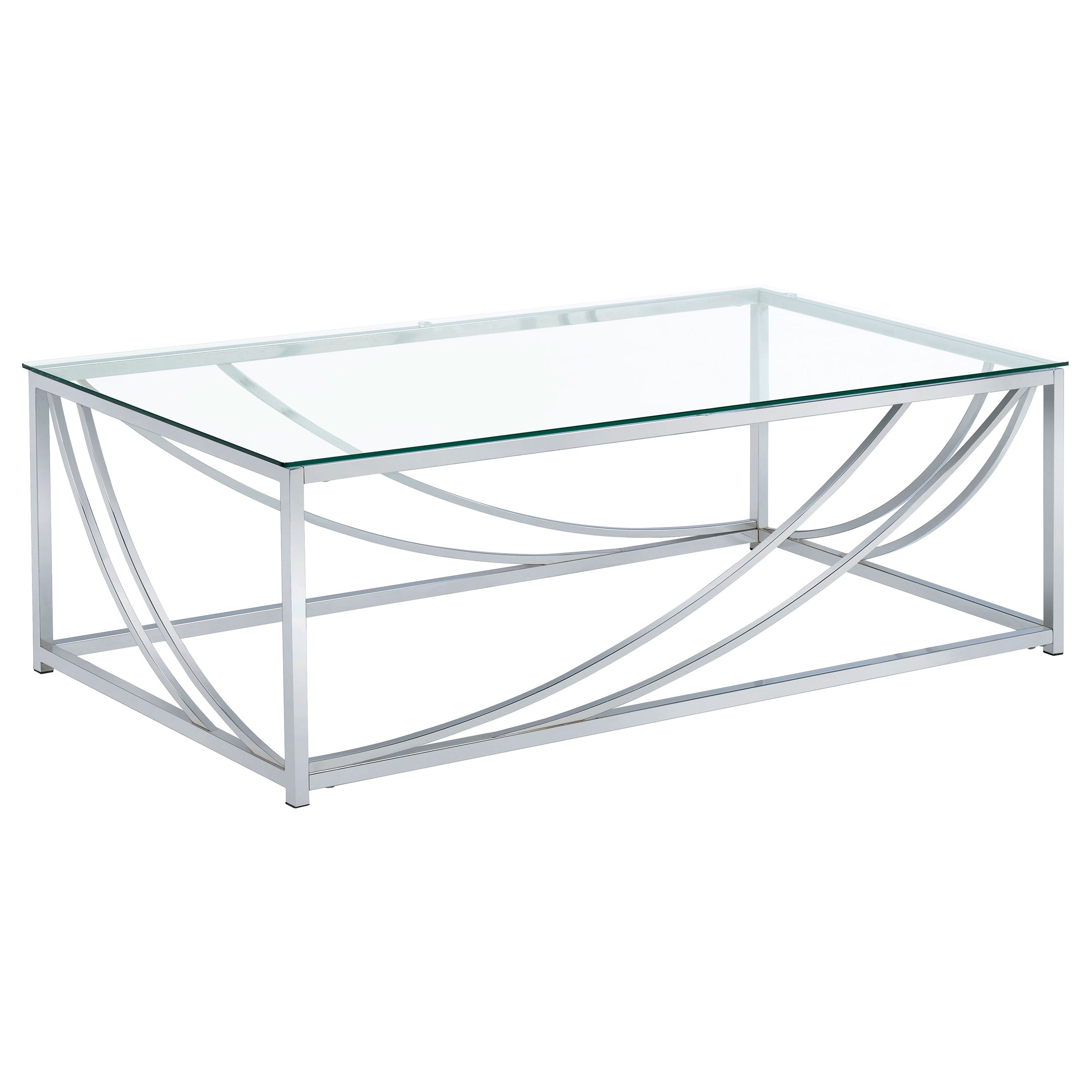 Orleans Furniture - Coaster - Lille Rectangular Glass Top Coffee Table Chrome - 720498