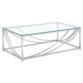 Orleans Furniture - Coaster - Lille Rectangular Glass Top Coffee Table Chrome - 720498