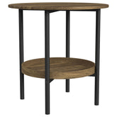 Orleans Furniture - Coaster - Delfin Round Glass Top Side End Table Black and Brown - 721617