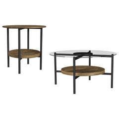 Delfin 2-piece Round Coffee and End Table Set Brown