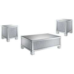 Gillian 3-piece Mirrored Coffee and End Table Set Silver