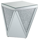 Orleans Furniture - Coaster - Amore Square Mirrored Acrylic Crystal Side End Table Silver - 722507