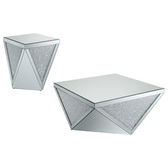 Amore 2-piece Mirrored Coffee and End Table Set Silver
