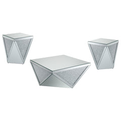 Amore 3-piece Mirrored Coffee and End Table Set Silver