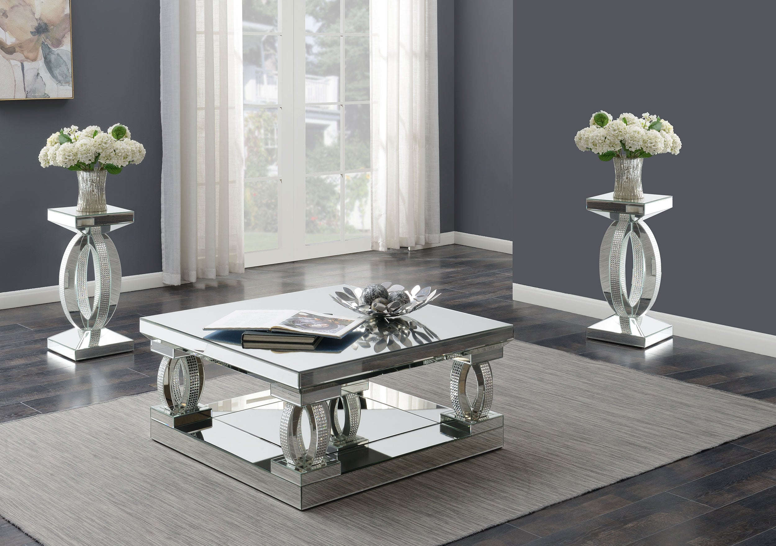 Orleans Furniture - Coaster - Amalia 3-piece Mirrored Coffee and End Table Set Silver - 722518-S3