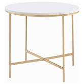 Orleans Furniture - Coaster - Ellison Round Marble Top Side End Table White and Gold - 723207