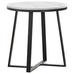 Orleans Furniture - Coaster - Hugo Round Faux Marble End Table White and Matte Black - 723237