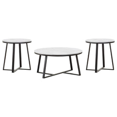 Hugo 3-piece Coffee and End Table Set White Faux Marble
