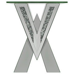 Taffeta Glass Top Mirrored Acrylic End Table Silver