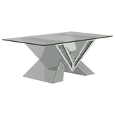 Orleans Furniture - Coaster - Taffeta Glass Top Mirrored Acrylic Coffee Table Silver - 723448