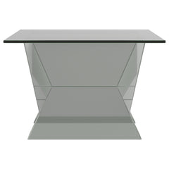 Taffeta Glass Top Mirrored Acrylic Coffee Table Silver