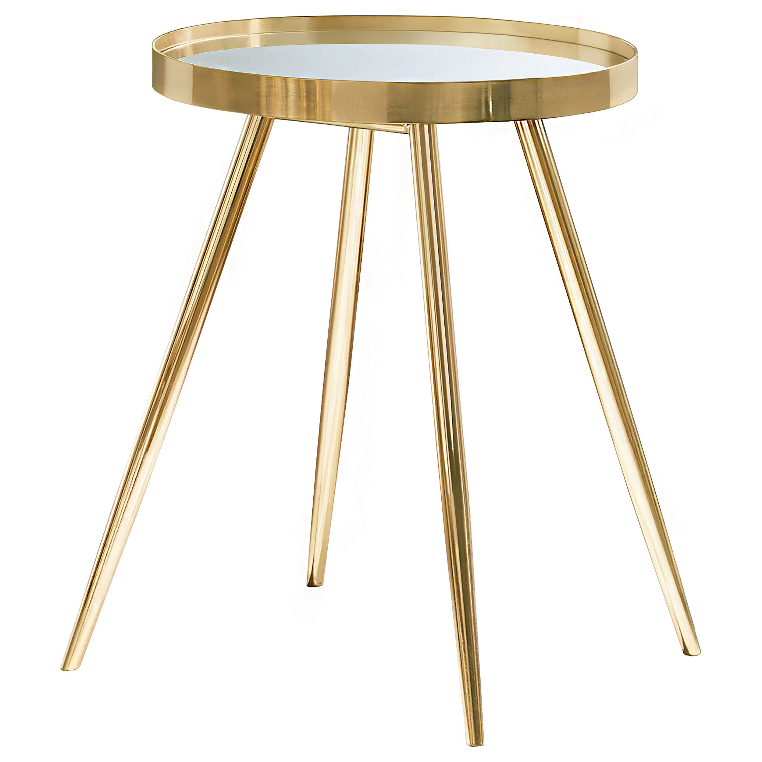 Orleans Furniture - Coaster - Kaelyn Round Mirror Top End Side Table Gold - 723917