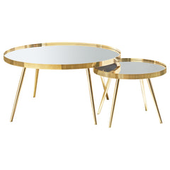 Orleans Furniture - Coaster - Kaelyn 2-piece Round Mirror Top Nesting Coffee Table Gold - 723918