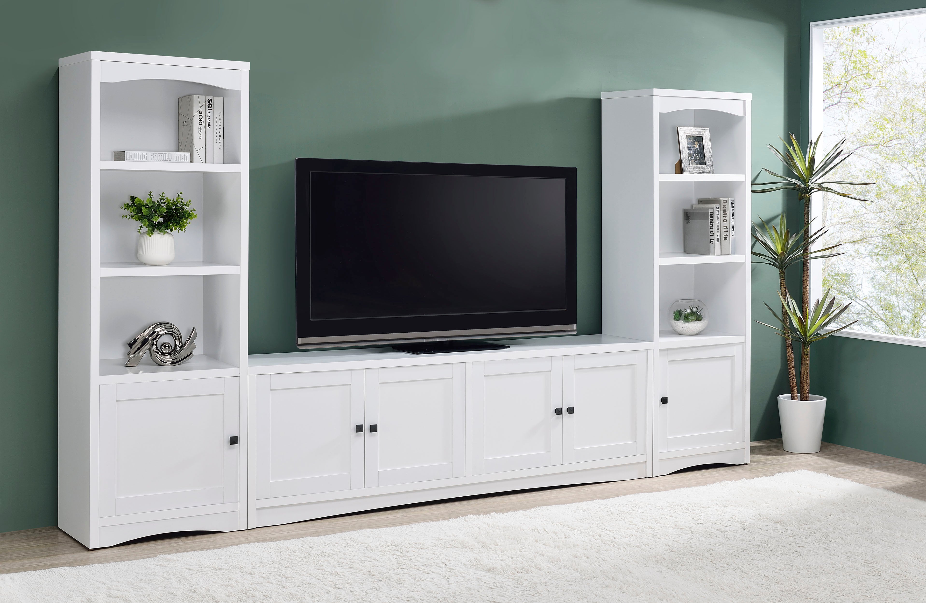 Orleans Furniture - Coaster - Laughlin 3-piece Entertainment Center TV Stand White - 724113-SET