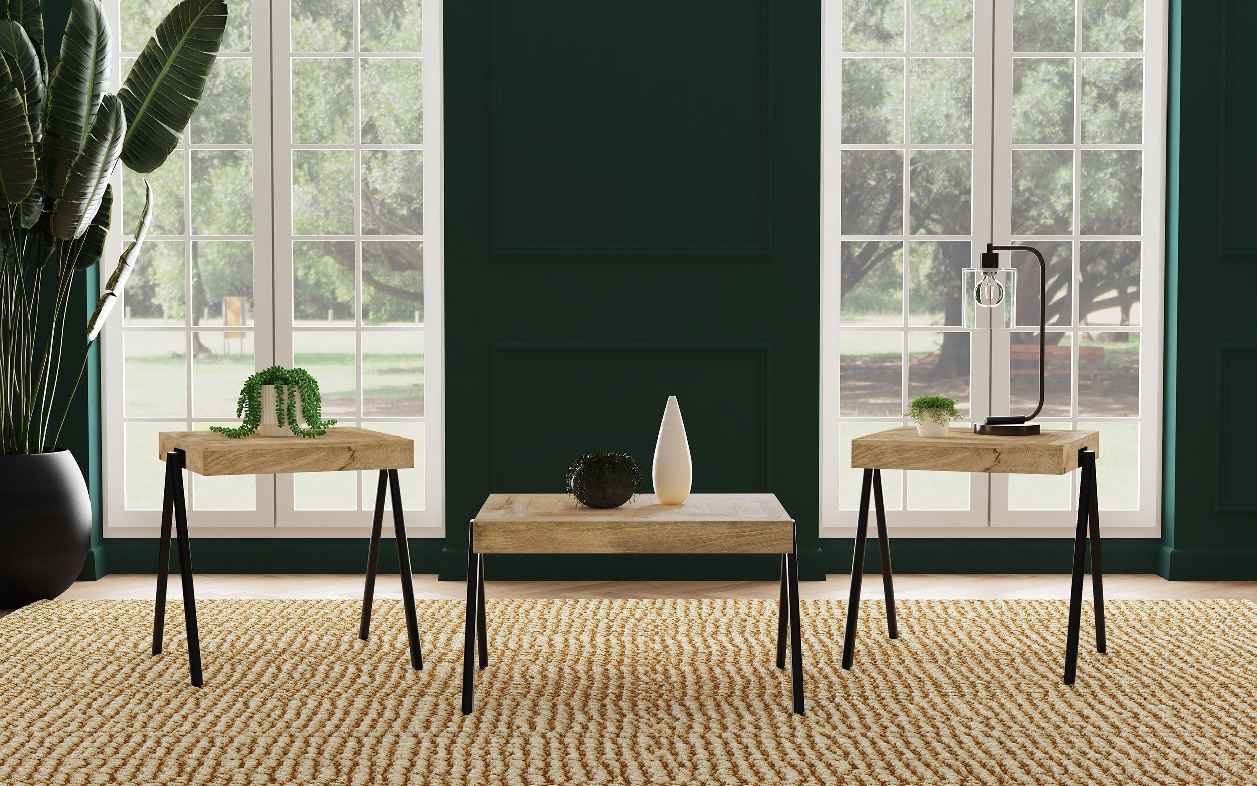 Orleans Furniture - Coaster - Avery 3-piece Solid Mango Coffee and End Table Set Natural - 724318-S3