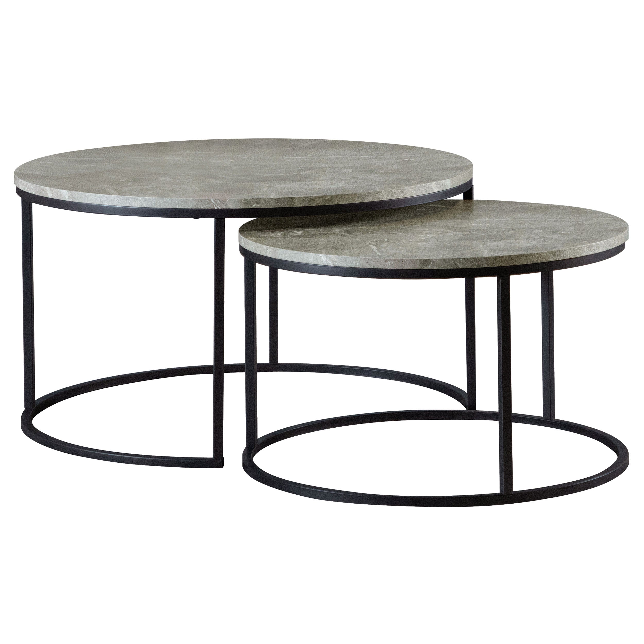 Orleans Furniture - Coaster - Lainey 2-piece Round Faux Marble Nesting Coffee Table Grey - 736028