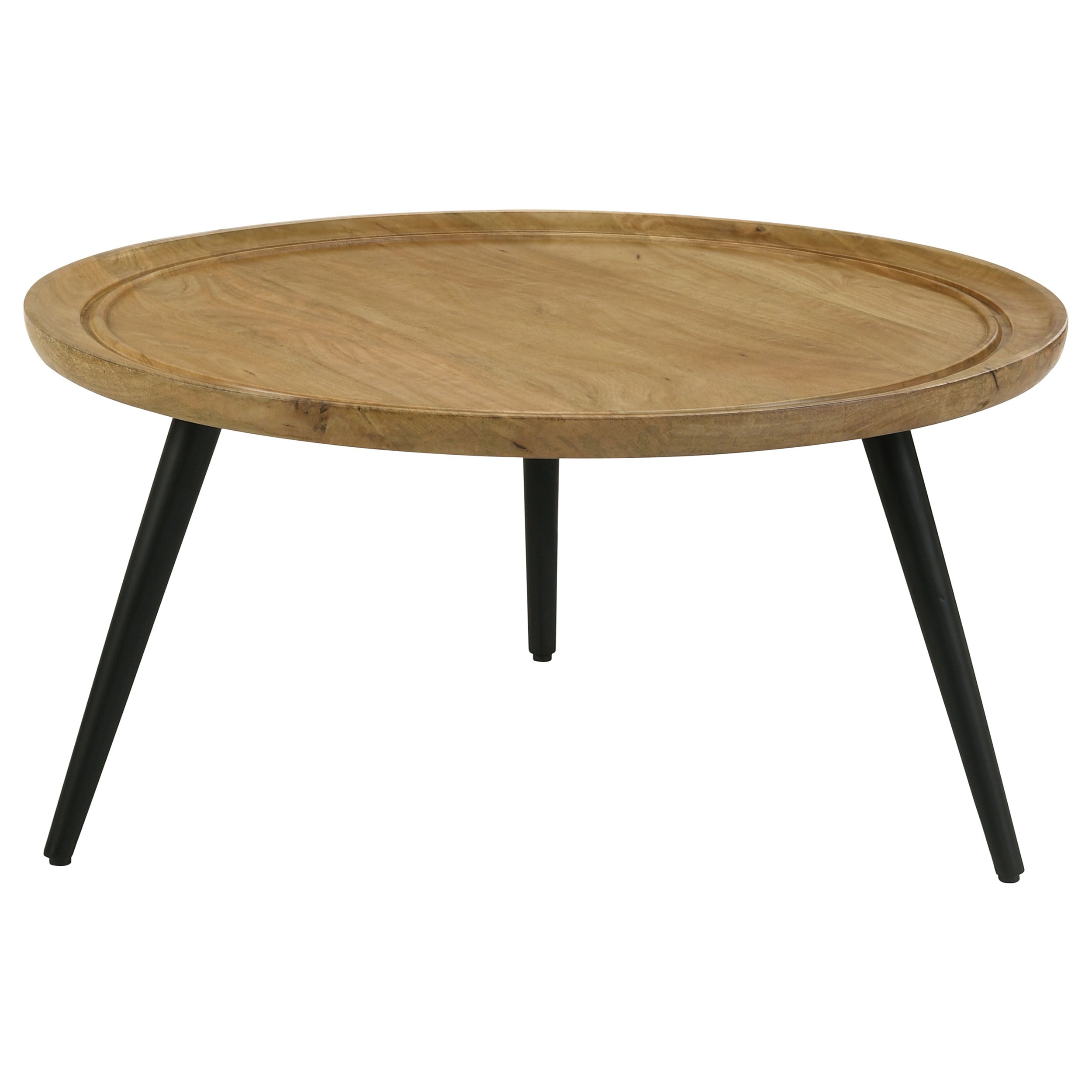 Orleans Furniture - Coaster - Zoe Round Mango Wood Coffee Table Natural and Black - 736108