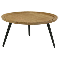 Orleans Furniture - Coaster - Zoe Round Mango Wood Coffee Table Natural and Black - 736108