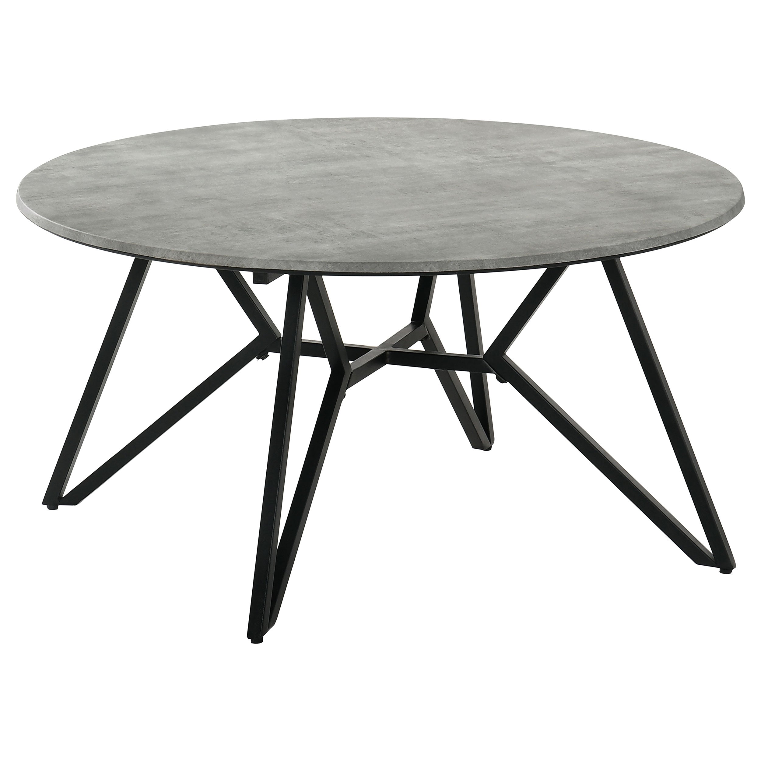 Orleans Furniture - Coaster - Hadi Round SmartTop Coffee Table Cement and Gunmetal - 736178