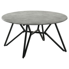 Orleans Furniture - Coaster - Hadi Round SmartTop Coffee Table Cement and Gunmetal - 736178