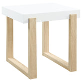 Orleans Furniture - Coaster - Pala Rectangular End Table White High Gloss and Natural - 753397