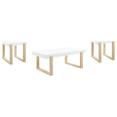 Orleans Furniture - Coaster - Pala 3-piece Coffee and End Table Set White High Gloss - 753398-S3