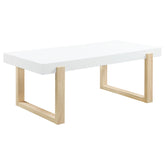 Orleans Furniture - Coaster - Pala Rectangular Coffee Table White High Gloss and Natural - 753398