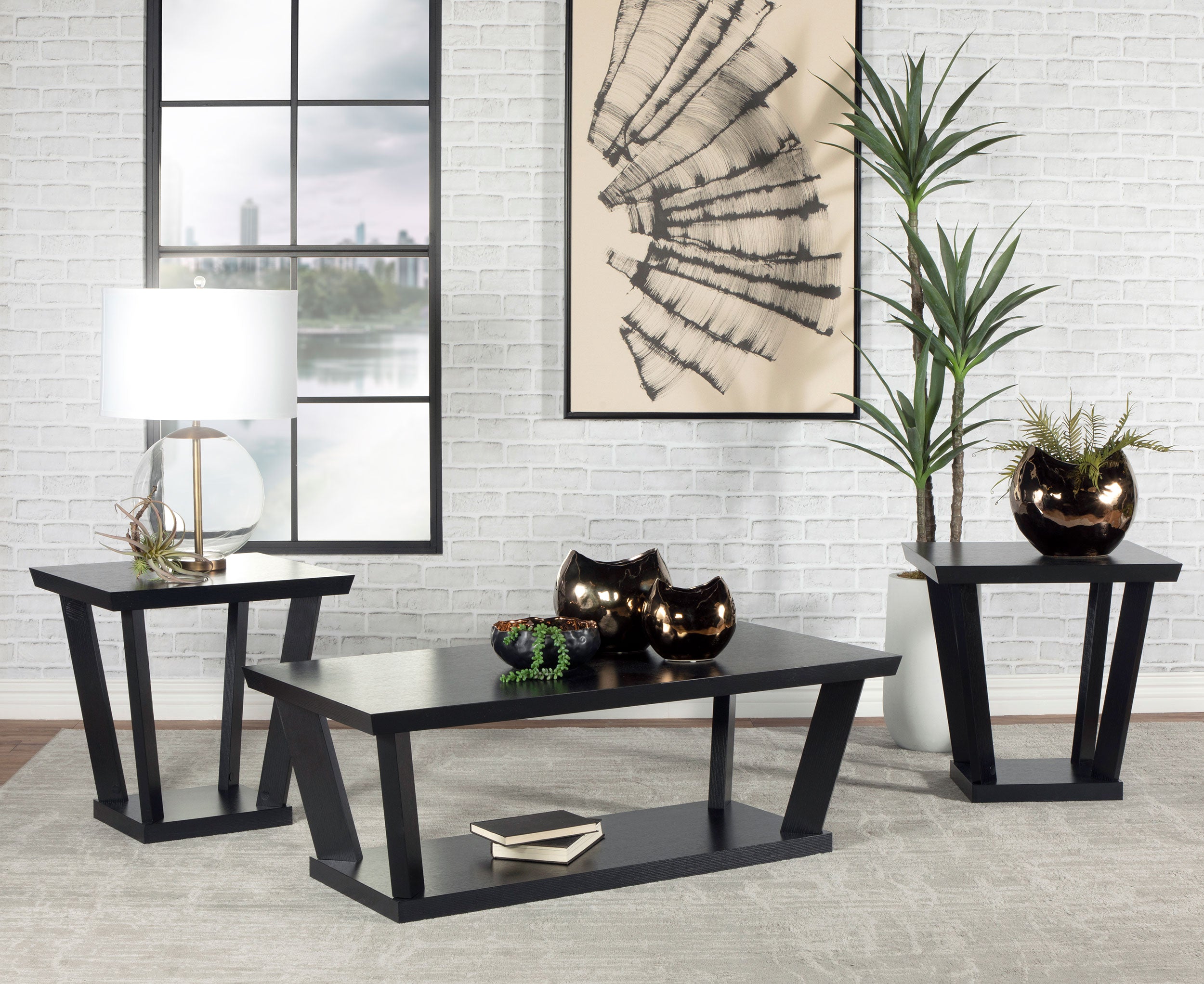 Orleans Furniture - Coaster - Aminta 3-piece Coffee and End Table Set Black - 753434