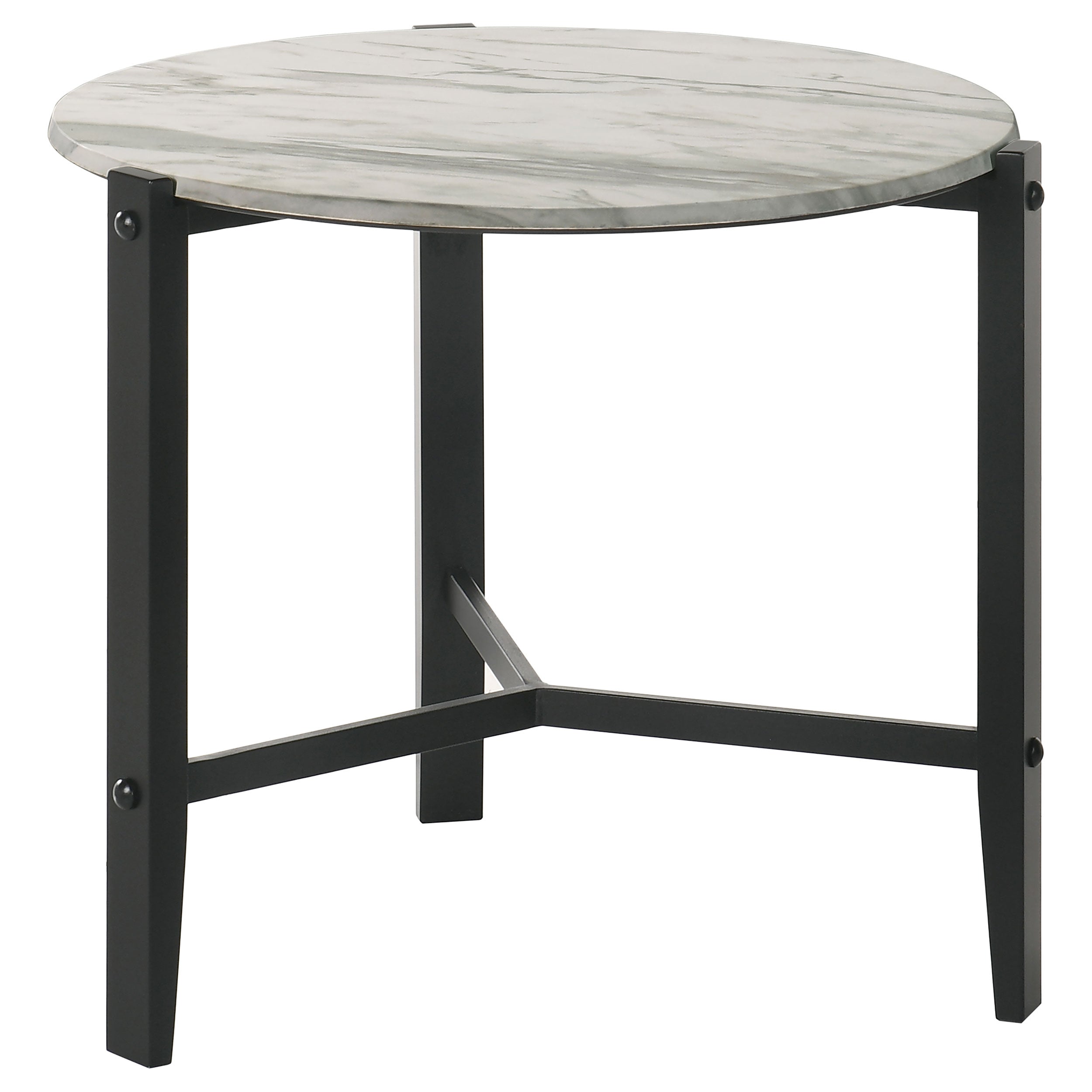 Orleans Furniture - Coaster - Tandi Round Faux Marble Side End Table White and Black - 753537
